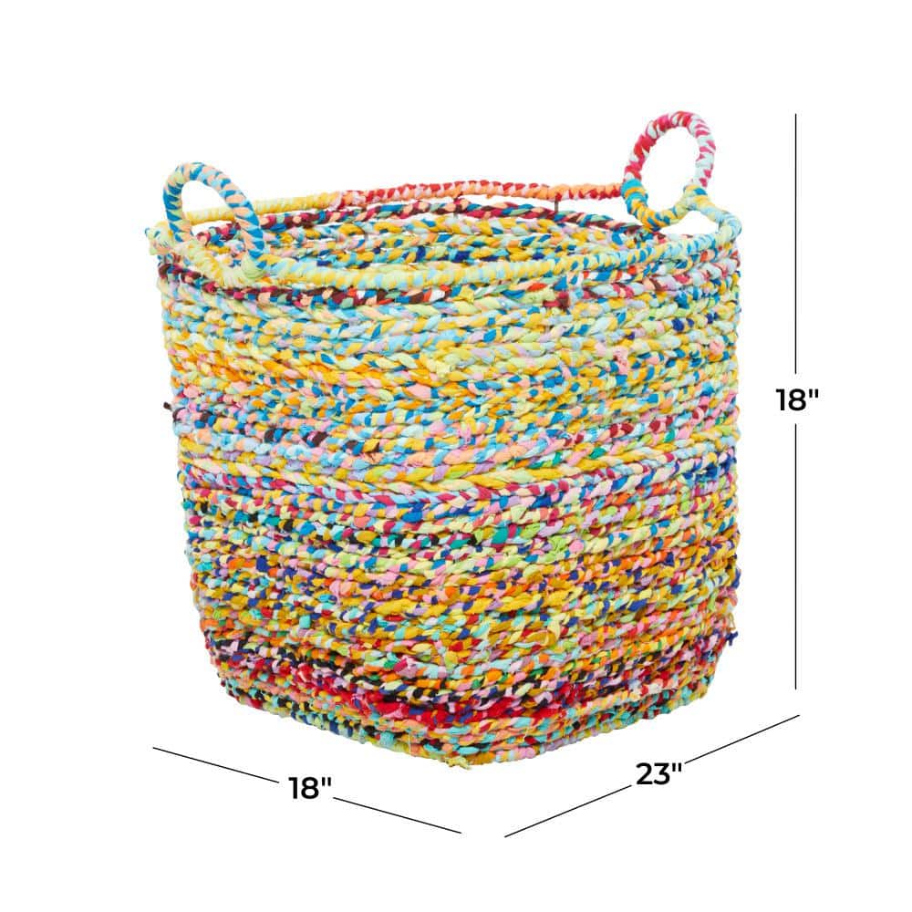 Industrial Charm Multi-Colored Fabric Storage Basket with Iron Frame