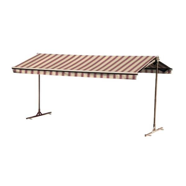Bali Essentials 12 ft. Oasis Freestanding Motorized Retractable Awning (120 in. Projection) with Remote in Western Red