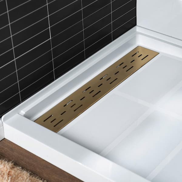 WOODBRIDGE 48 in. L x 36 in. W Alcove Zero Threshold Shower Pan Base with  Left/Right Drain in Black,Low Profile,Wheel Chair Access HSB4301 - The Home  Depot