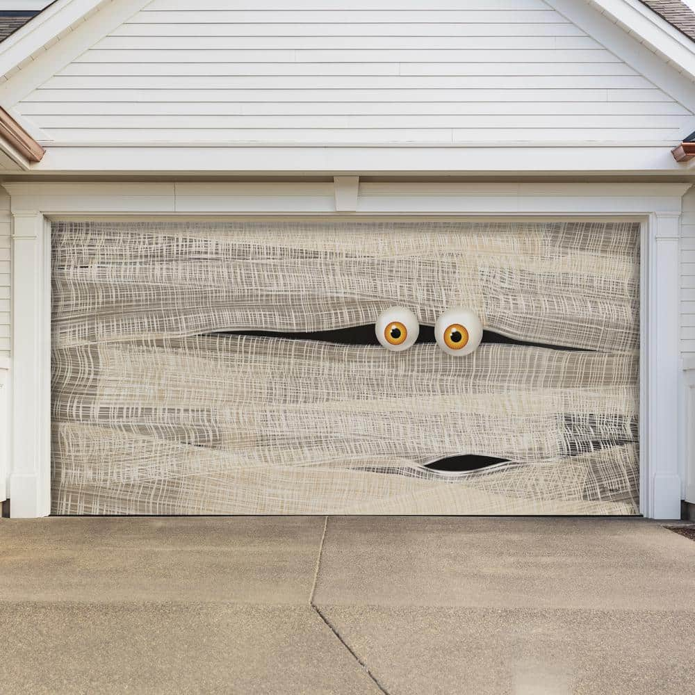 My Door Decor 7 ft. x 16 ft. Halloween Mummy Face Garage Door Decor Mural for Double Car Garage Car Garage