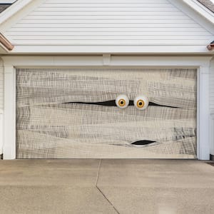 7 ft. x 16 ft. Halloween Mummy Face Garage Door Decor Mural for Double Car Garage Car Garage