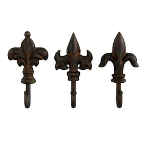 Cast Iron Rustic Wall Mount Decorative Hooks (3-Pack)