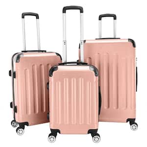3-Piece Rose Gold Portable Traveling Spinner Luggage Set