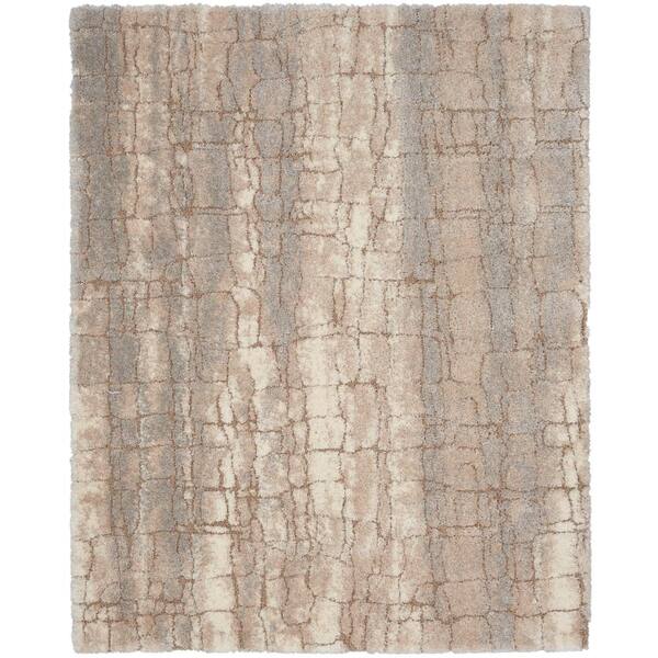 Nourison Luxurious Shag Ivory Beige 7 ft. x 9 ft. Abstract Contemporary Area Rug