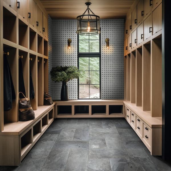 Montauk Black Slate Rectangle 12 in. x 24 in. Natural Textured Stone Look Floor and Wall Tile (560 sq. ft./56 Cases)