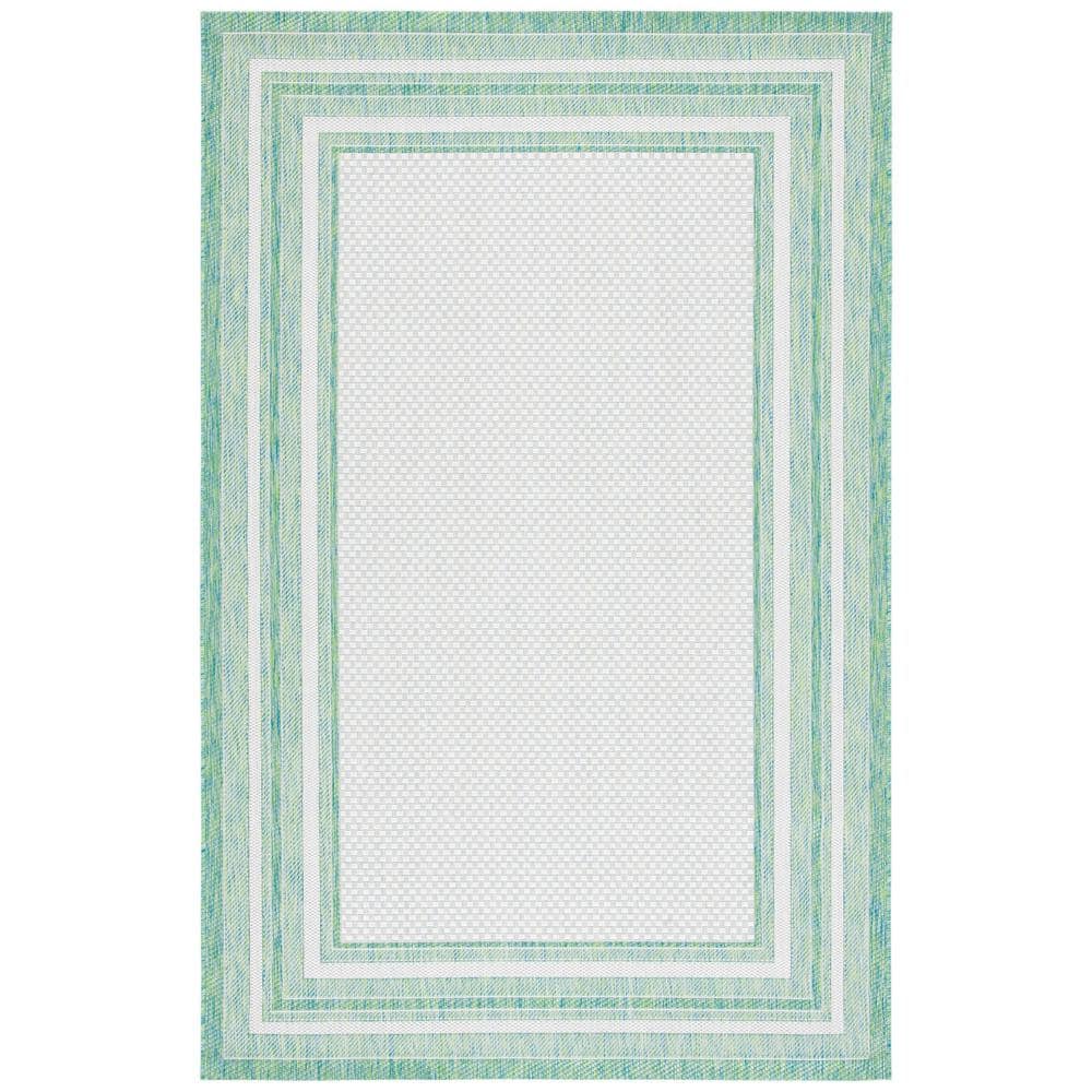 Courtyard Ivory/Green 2 ft. x 4 ft. Solid Color Striped Indoor/Outdoor Area Rug price history on PriceWatchPro