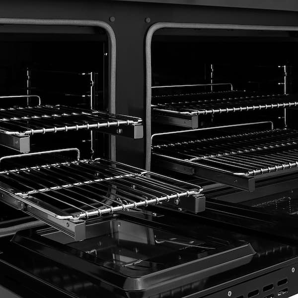 Autograph Edition 48 in. Black Stainless Paramount Dual Fuel Range w/ 8 Burner DuoPro Cooktop and Gold Helix Handles