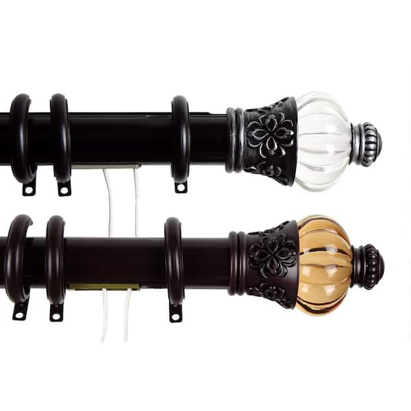 Rod Desyne 30 in. - 48 in. Royal Decorative Traverse Rod with Rings in Cocoa