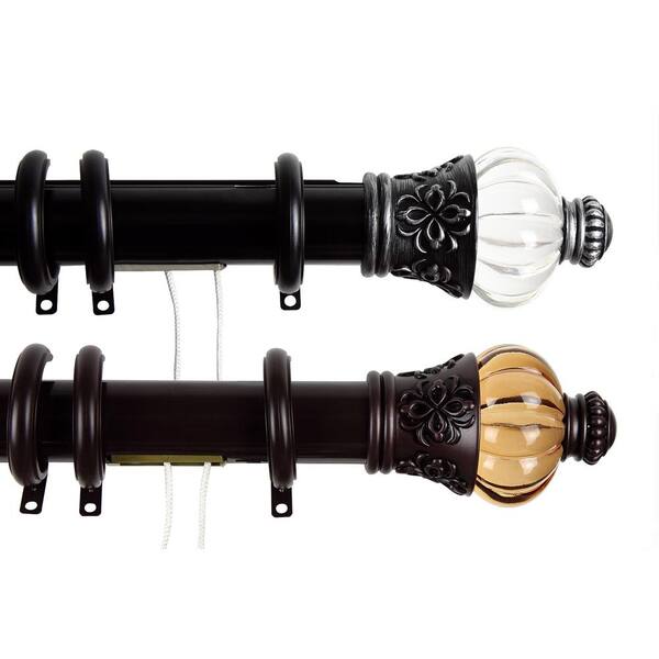Rod Desyne 48 in. - 84 in. Royal Decorative Traverse Rod with Rings in Cocoa