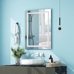 24 in. W x 32 in. H Silver Bathroom Wall Mirror Makeup Mirror with Colorful Light Anti-Fog