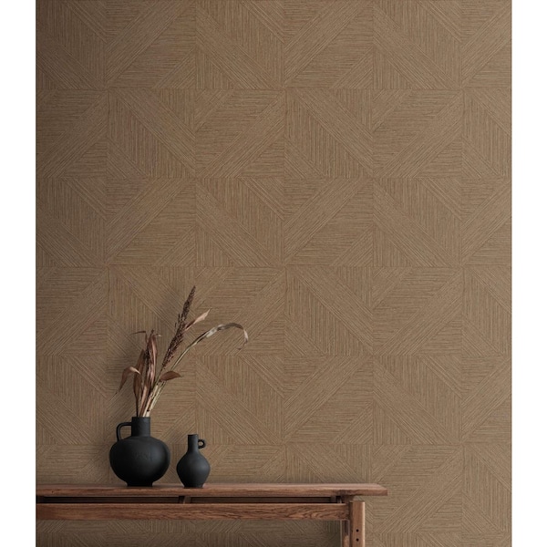 Centaur Brown Tiled Faux Grasscloth Print Non Woven Non-Pasted Textured Wallpaper 57 Sq. Ft.