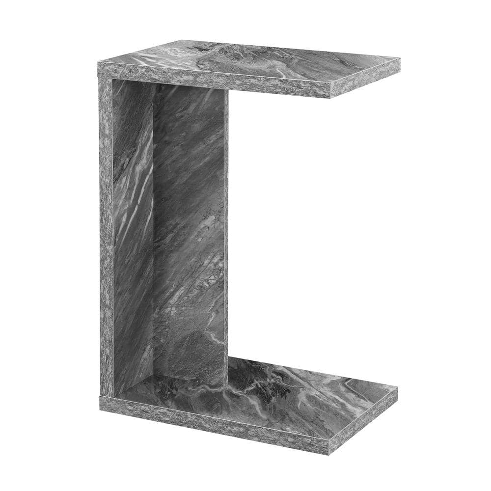 Gray Faux Marble C-Shaped End Table