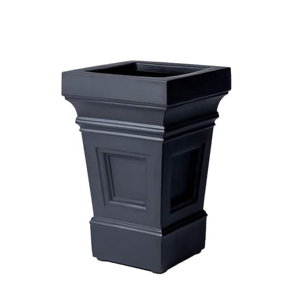 Winfield Large Onyx Black Indoor Plastic Square Planter Indoor Outdoor Use (15.25 in. W x 15.25 in. H x 24 in.) 1-Pack
