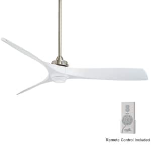 Aviation 60 in. Integrated LED Indoor Brushed Nickel and White Ceiling Fan with Light with Remote Control