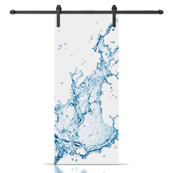 CALHOME 36 in. x 84 in. Artisan Print Series Splash MDF Modern Interior Sliding Barn Door with Hardware Kit