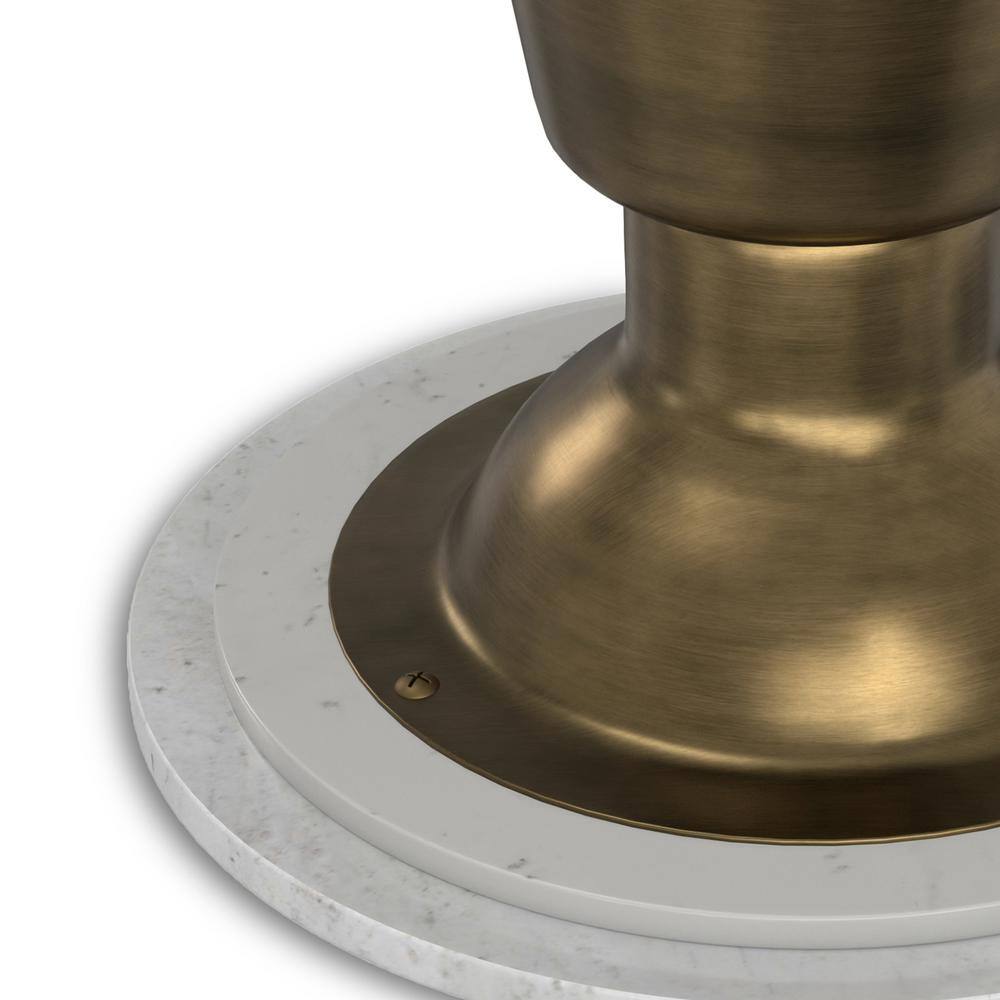 Leyla 16" Antique Brass Metal Side Table with White Marble Top