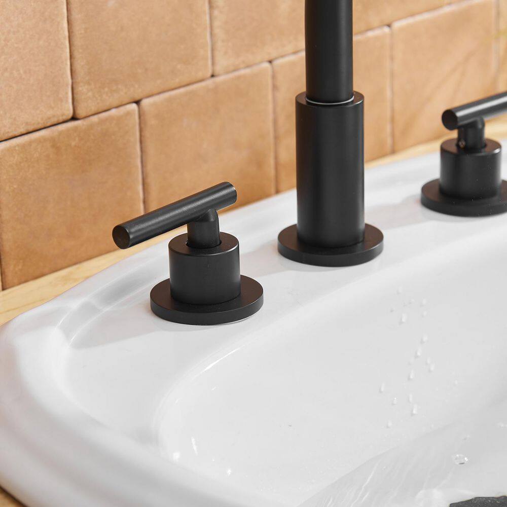 Matte Black 8-Inch Widespread Double Handle Bathroom Faucet