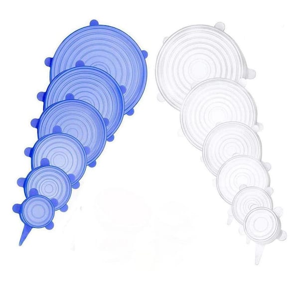 12 Piece Food Grade Silicone Stretch Lids Set Leakproof Reusable Microwave Safe Covers for Bowls Cups Jars