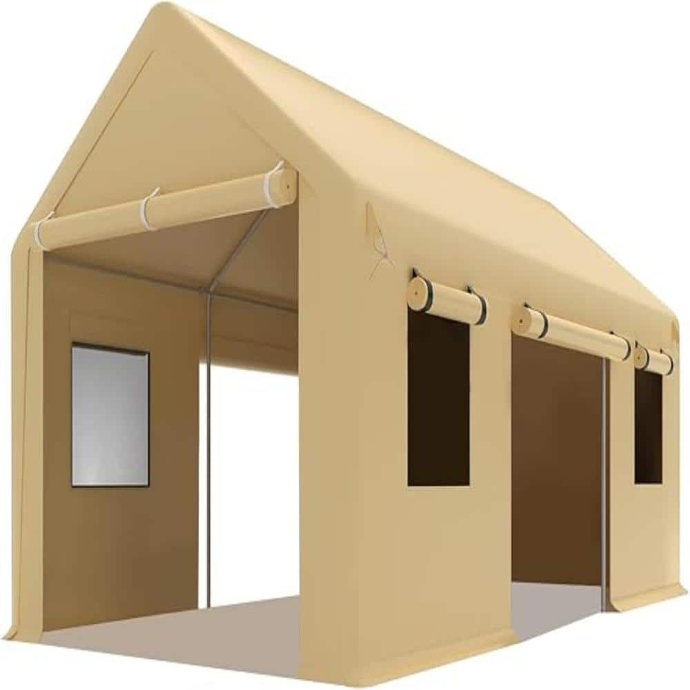 10x20FT Yellow Portable Garage Carport with Windows & Sidewalls, Heavy Duty Steel Frame Waterproof Car Canopy price history on PriceWatchPro