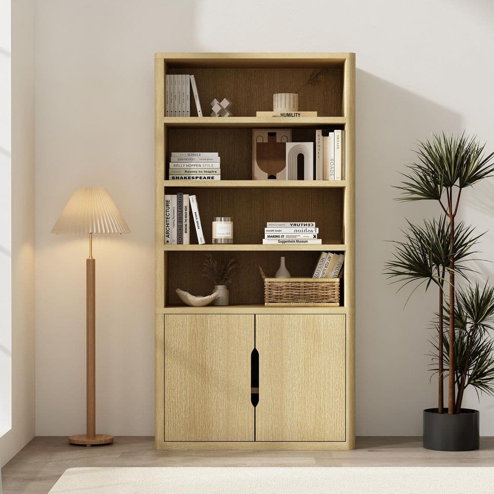 Manhattan Comfort Rivington 79 in. Tall Modern Natural Oak Composite ...
