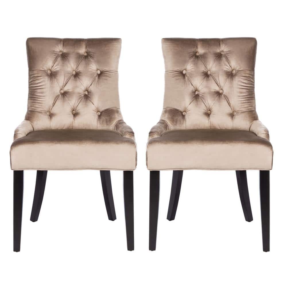 Antique Sage Velvet Upholstered Parsons Side Chair Set