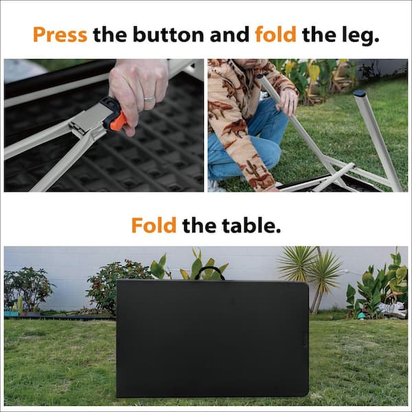 HDX 8 ft. Black Resin Top Indoor/Outdoor Rectangular Folding