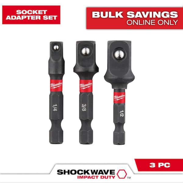 SHOCKWAVE Impact Duty 1/4 in. Hex Shank Socket Adapter Set (3-Piece)