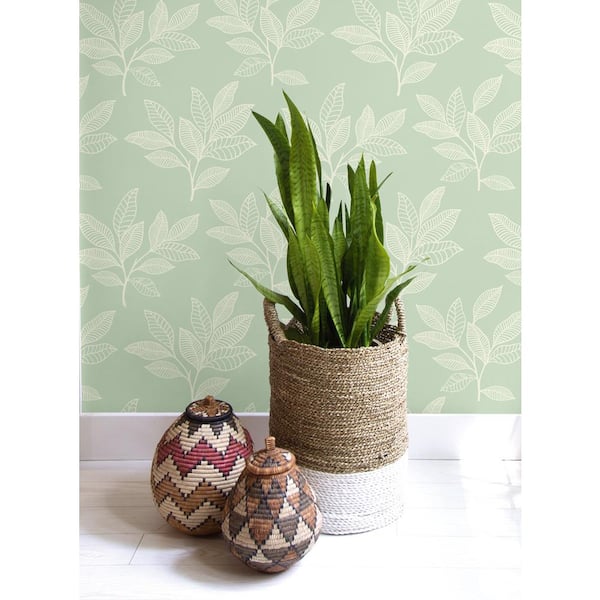 Paradise Leaves Mint Botanical Paper Strippable Roll (Covers 56.05 sq. ft.)