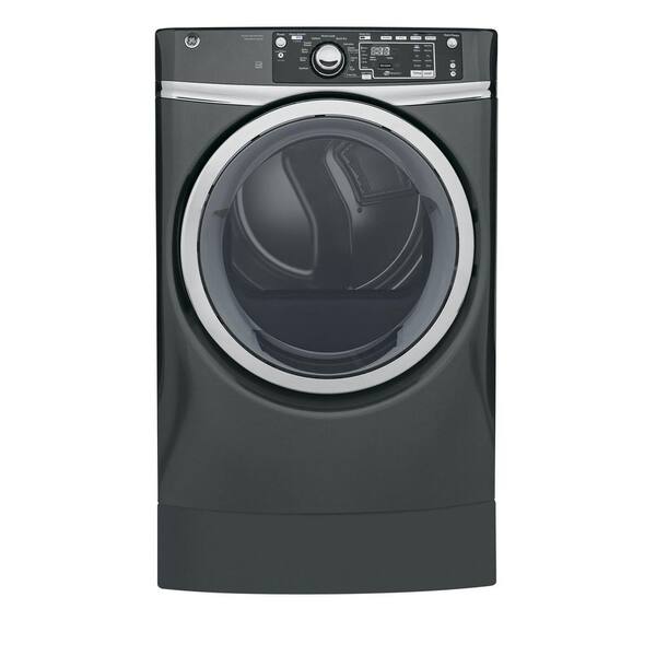 GE 8.3 cu. ft. 120 Volt Diamond Gray Gas Vented Dryer with Steam and Right Height Design, ENERGY STAR