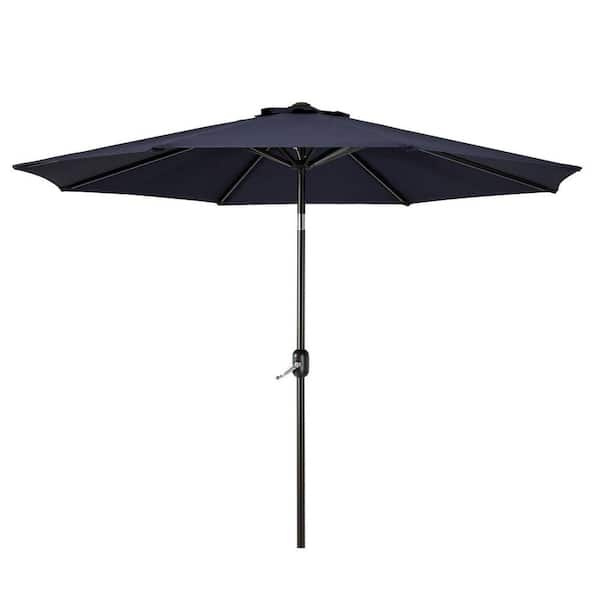 Tristen 9 ft. Outdoor Patio Crank and Tilt Market Table Umbrella in Navy Blue