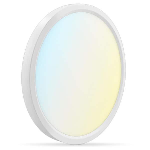 LUXRITE 7 in. White Modern Flush Mount Ceiling Light Fixture Selectable LED Integrated 15W 1000LM 5CCT 2700K-5000K Dimmable ETL