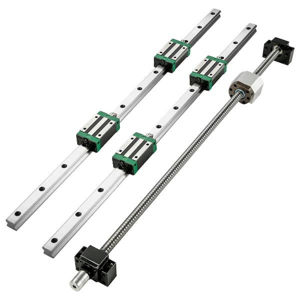 SKYSHALO Linear Guide Rail (2-Piece) HGR20-1500mm Linear Slide Rail with (1-Piece) RM1605-1500mm Ballscrew with BF12/BK12 Kit