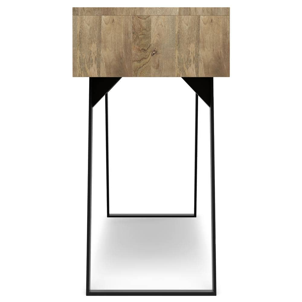 Natural Mango Wood and Metal Console Table with Storage
