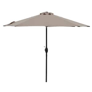 9 ft. Outdoor Umbrella Market Patio Umbrella in Taupe with Push Button Tilt and Crank