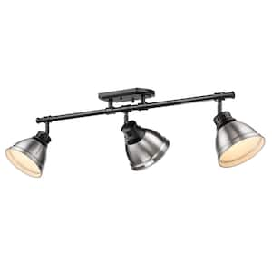 Duncan 35 in. 3-Light Matte Black Semi-Flush Mount