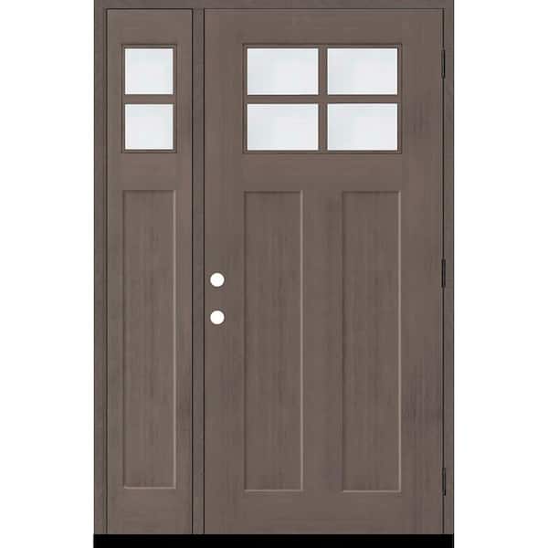 Steves & Sons Regency 53 in. x 80 in. LHOS 4L-1/4Toplite Clear Glass Ashwood Stain Fir Grain Fiberglass Prehung Front Door w/14 in. SL