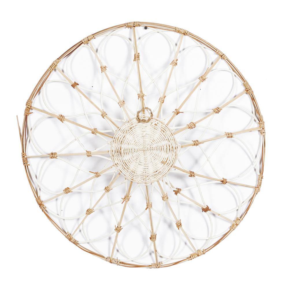 Brown Rattan Circular Wall-Mounted Basket Set of 3