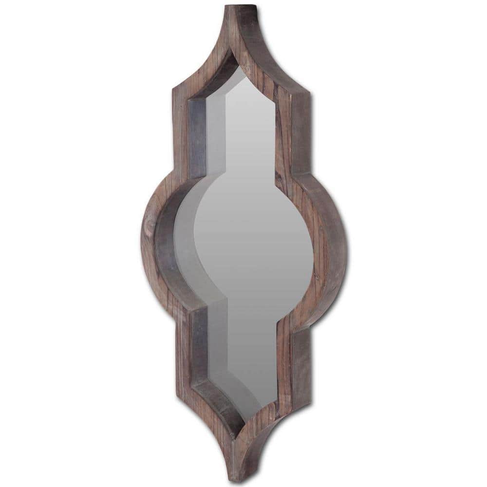 Tamanar Moroccan Inspired Brown Wood Bathroom Vanity Mirror
