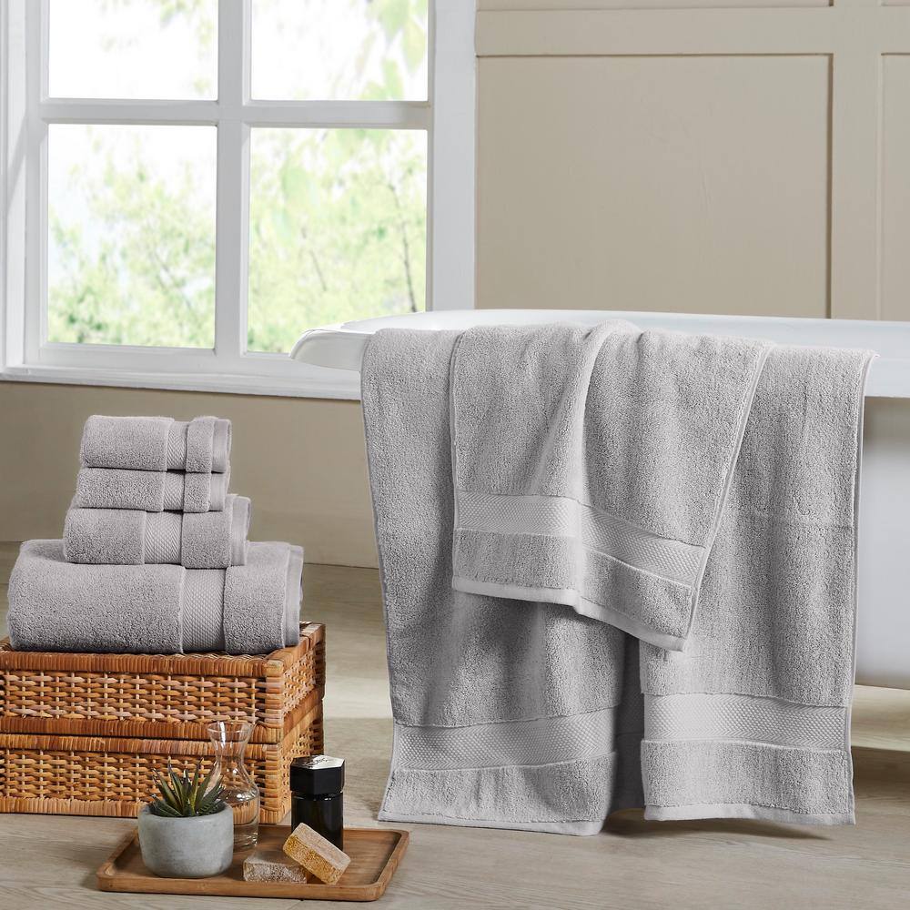 Stone Gray Luxury Quick-Dry 6-Piece Cotton Towel Set