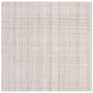 Abstract Ivory/Beige 10 ft. x 10 ft. Striped Square Area Rug