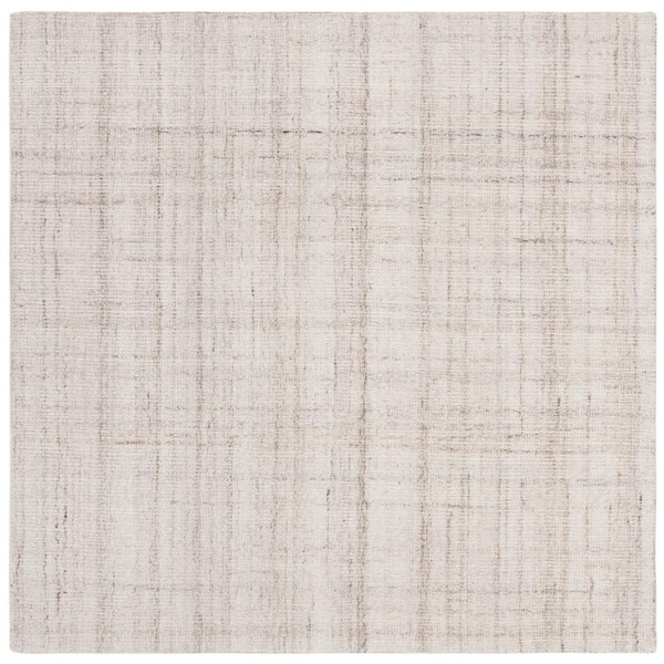 Abstract Ivory/Beige 6 ft. x 6 ft. Striped Square Area Rug