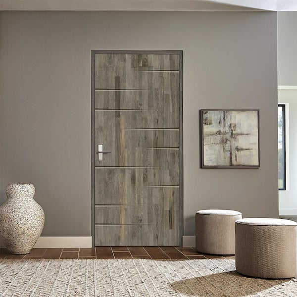 CALHOME 28 in. x 80 in. Weather Gray Stained Solid Wood Modern