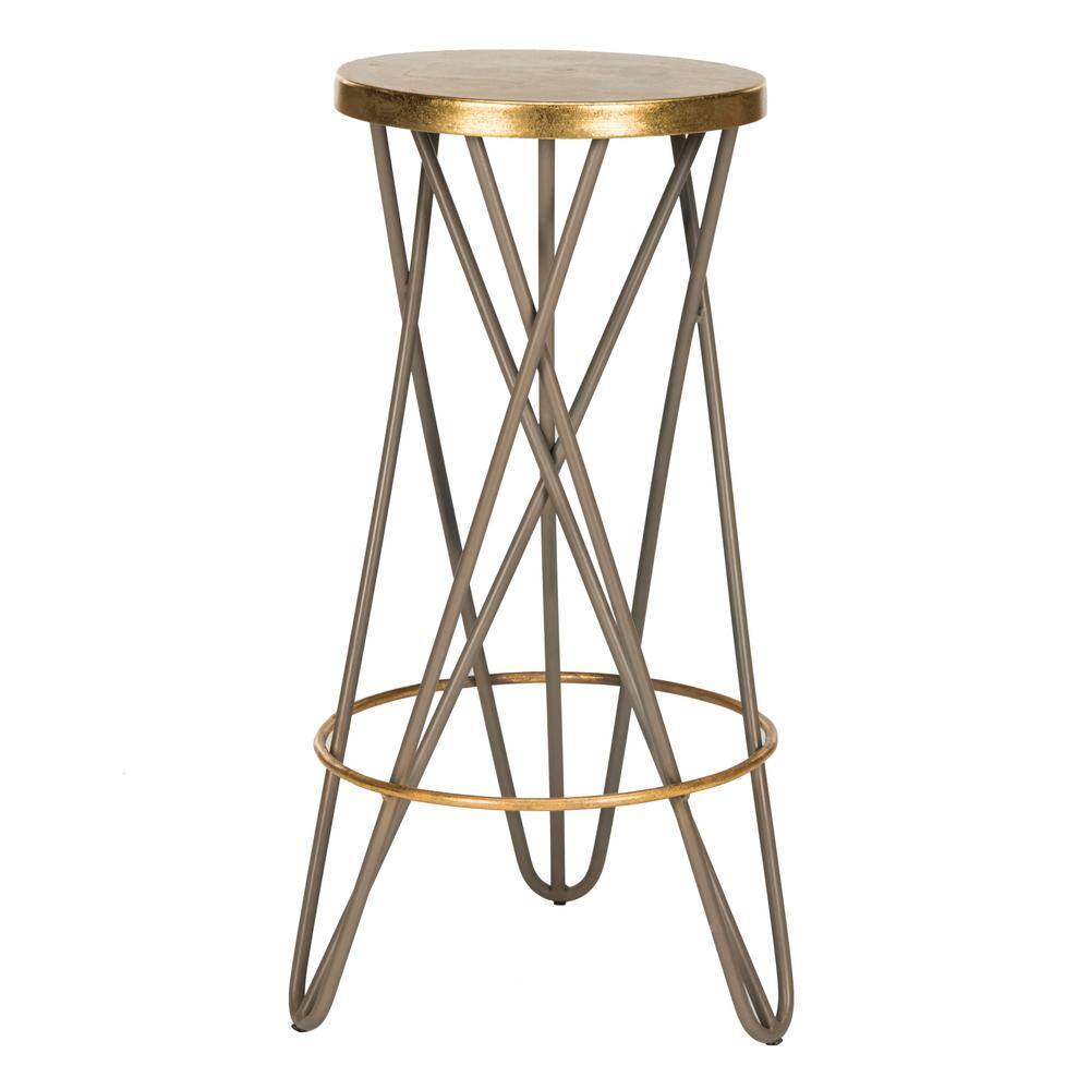 Beige and Gold Hairpin Leg Industrial Bar Stool
