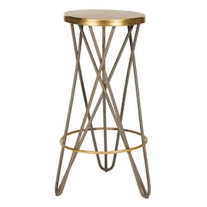 Lorna 30 in. Beige and Gold Bar Stool