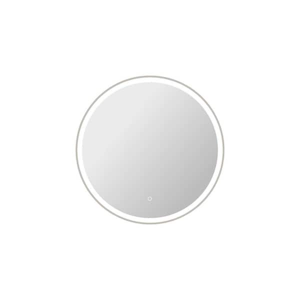 32 in. W x 32 in. H Round Framed LED Wall Mirror in Silver