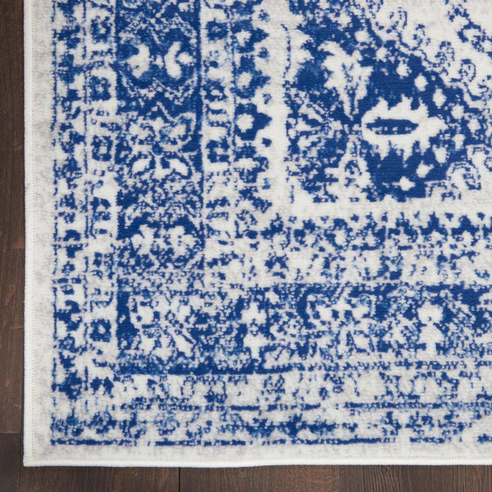 Ivory and Navy Geometric Flat Woven Runner Rug