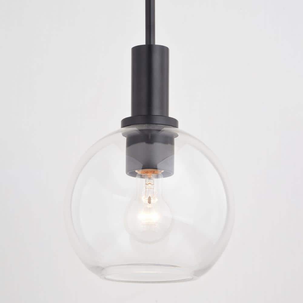 Marshall Matte Black Mini Pendant with Clear Glass Globe