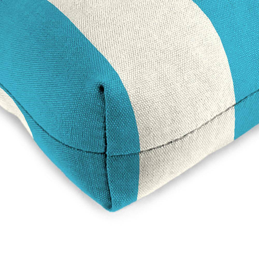 Turquoise Stripe Tufted Outdoor Wicker Seat Cushions, 19" x 19" (Set of 2)