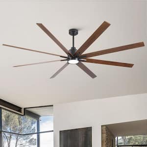 Coastal 84 in. Indoor Matte Black Downrod Standard Soild Wood Ceiling Fan with Light, Remote Control Included