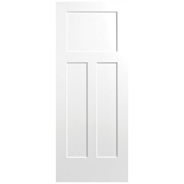 Masonite 32 in. x 80 in. 3-Panel Winslow Single Bore Hollow Core Ultra Pure White Molded Composite Interior Door Slab